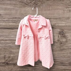 2T Frml Pink Notched Collar Longcoat w Matching Slvls Dress. Worn once, exclt Cd